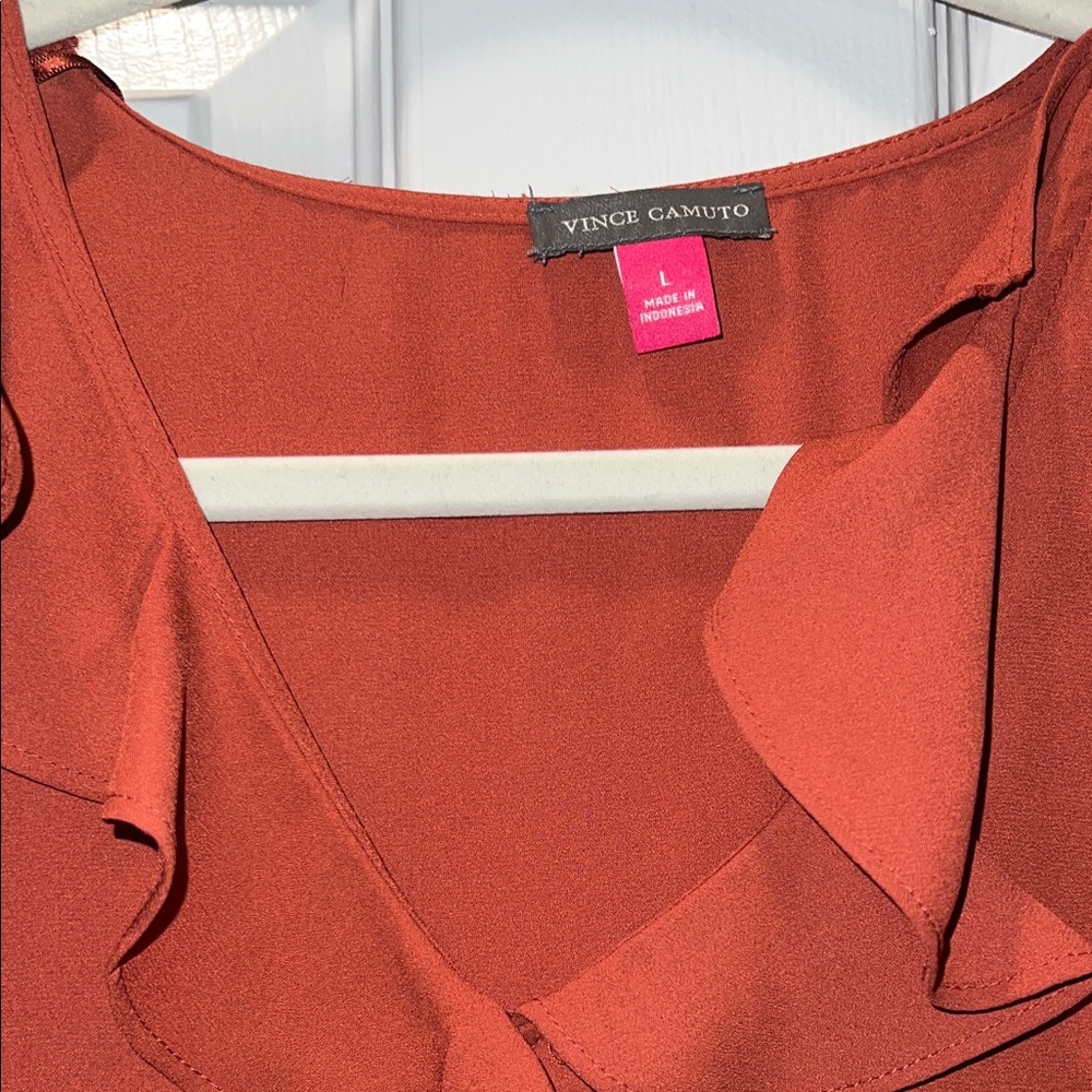 Vince Camuto Rust Ruffled Blouse - Picture 2 of 5